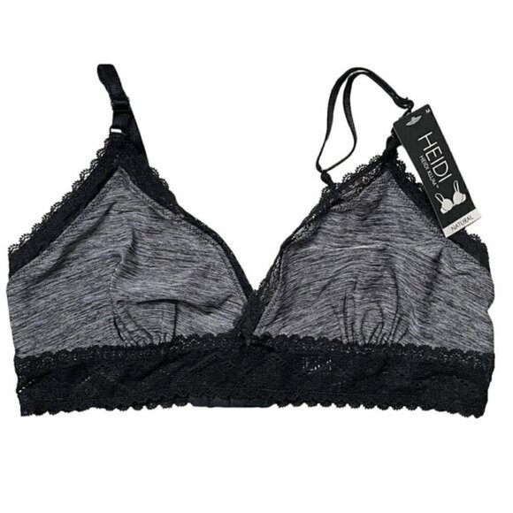 FREE Heidi by Heidi Klum Marl With Lace Soft Cup Bra Natural Lift Gray Black Med - Picture 3 of 7